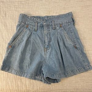 Vintage Pleated Denim Shorts